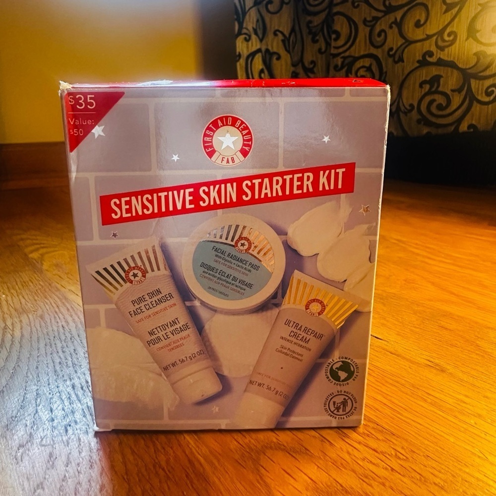 First Aid Beauty Sensitive Skin Starter Kit- missing the Facial Radiance Pads